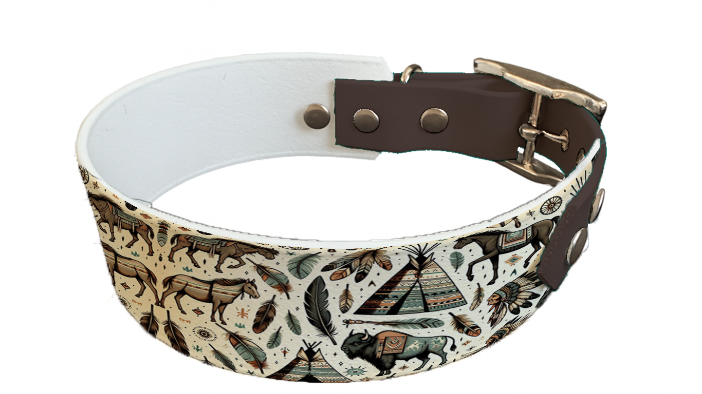 Collier bicolore large pour chien en BioThane® imprimé – Collection Tribal – 38/25 mm