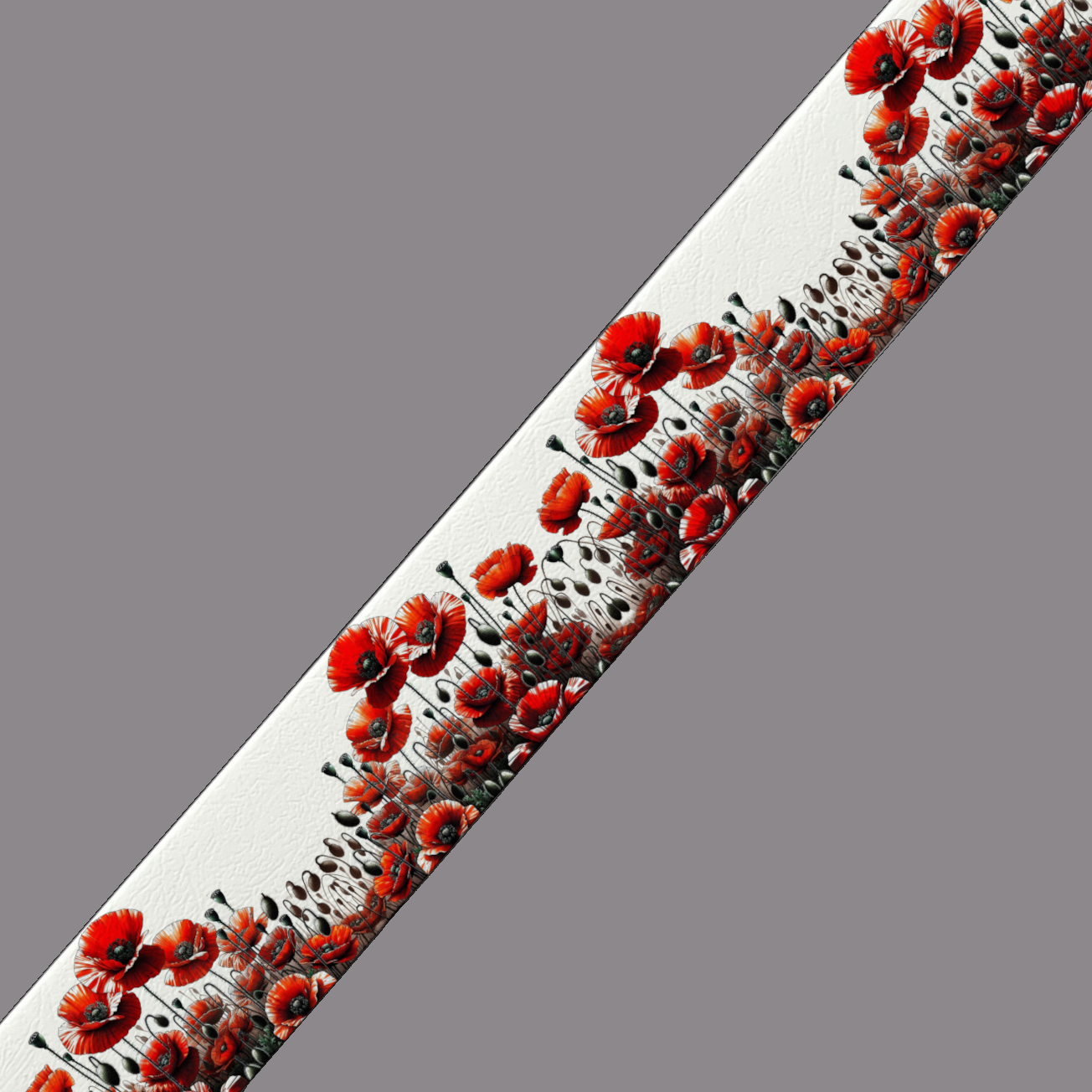 BioThane® imprimé - Coquelicots rouges sur fond clair
