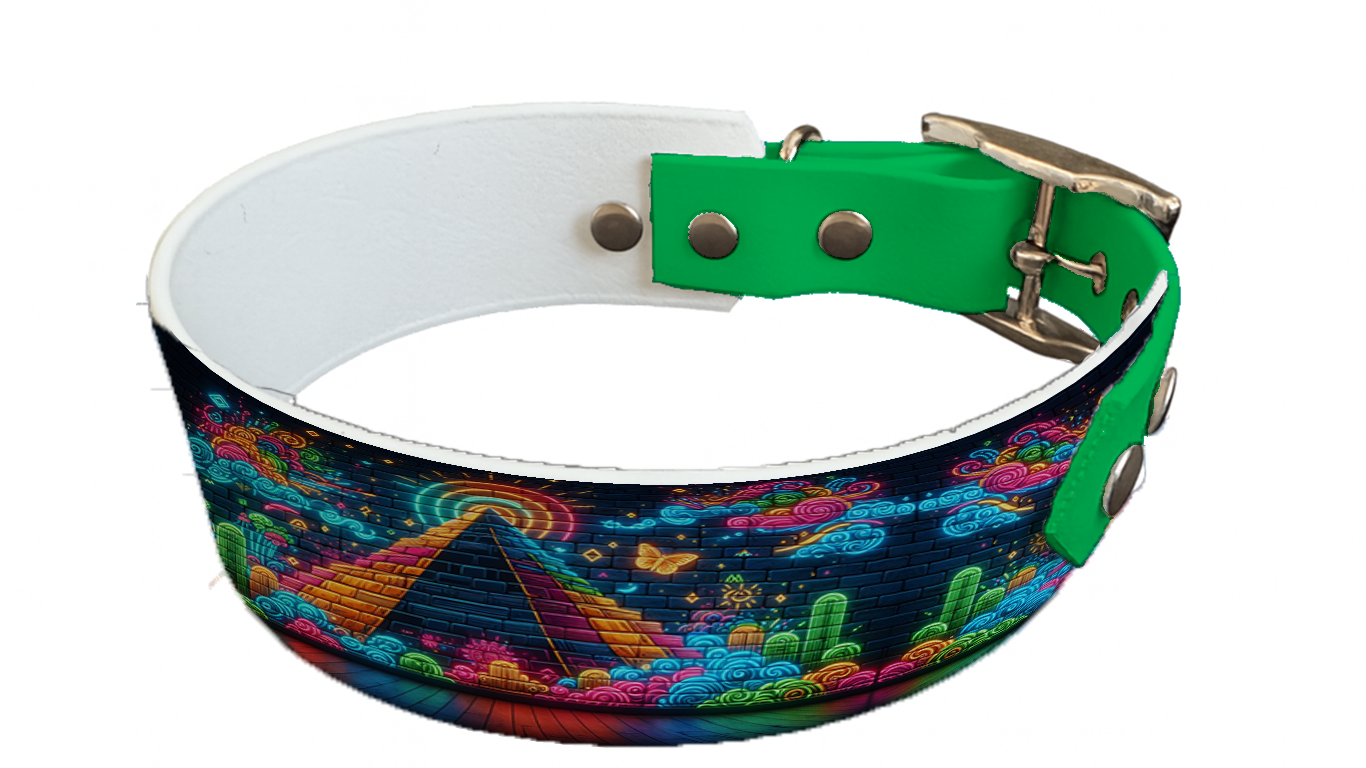 Collier bicolore large pour chien en BioThane® imprimé – Collection Tribal – 38/25 mm