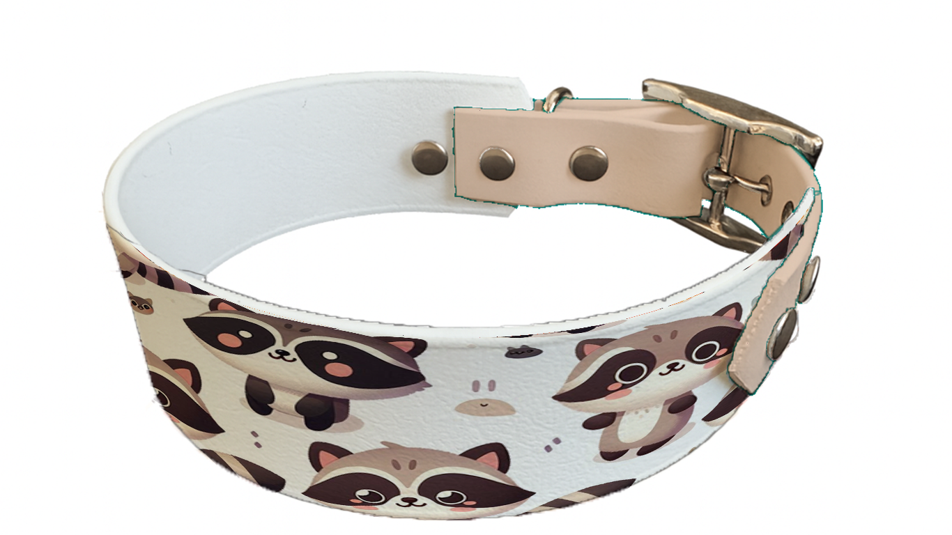 Collier bicolore large pour chien en BioThane® imprimé – Collection animaux pop/kawaii – 38/25 mm