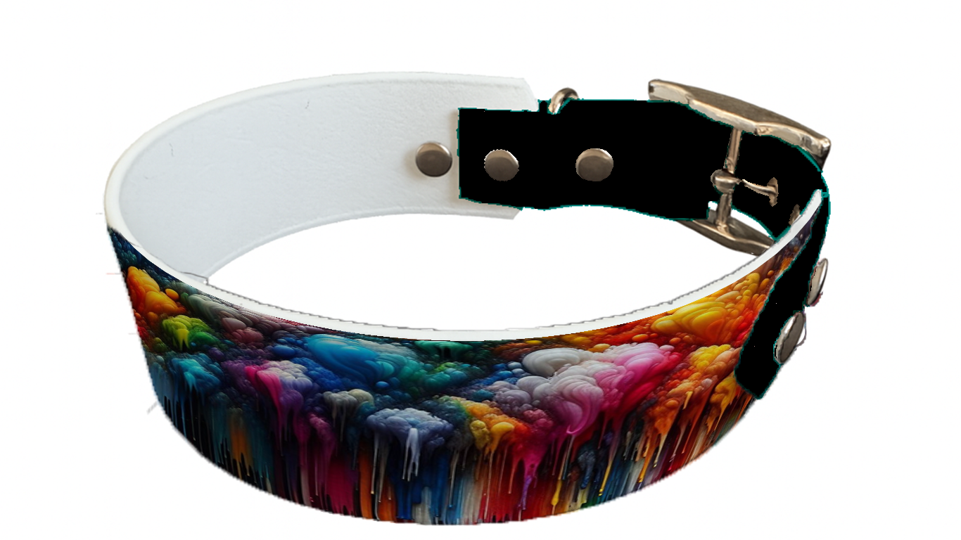 Collier bicolore large pour chien en BioThane® imprimé – Collection abstrait – 38/25 mm