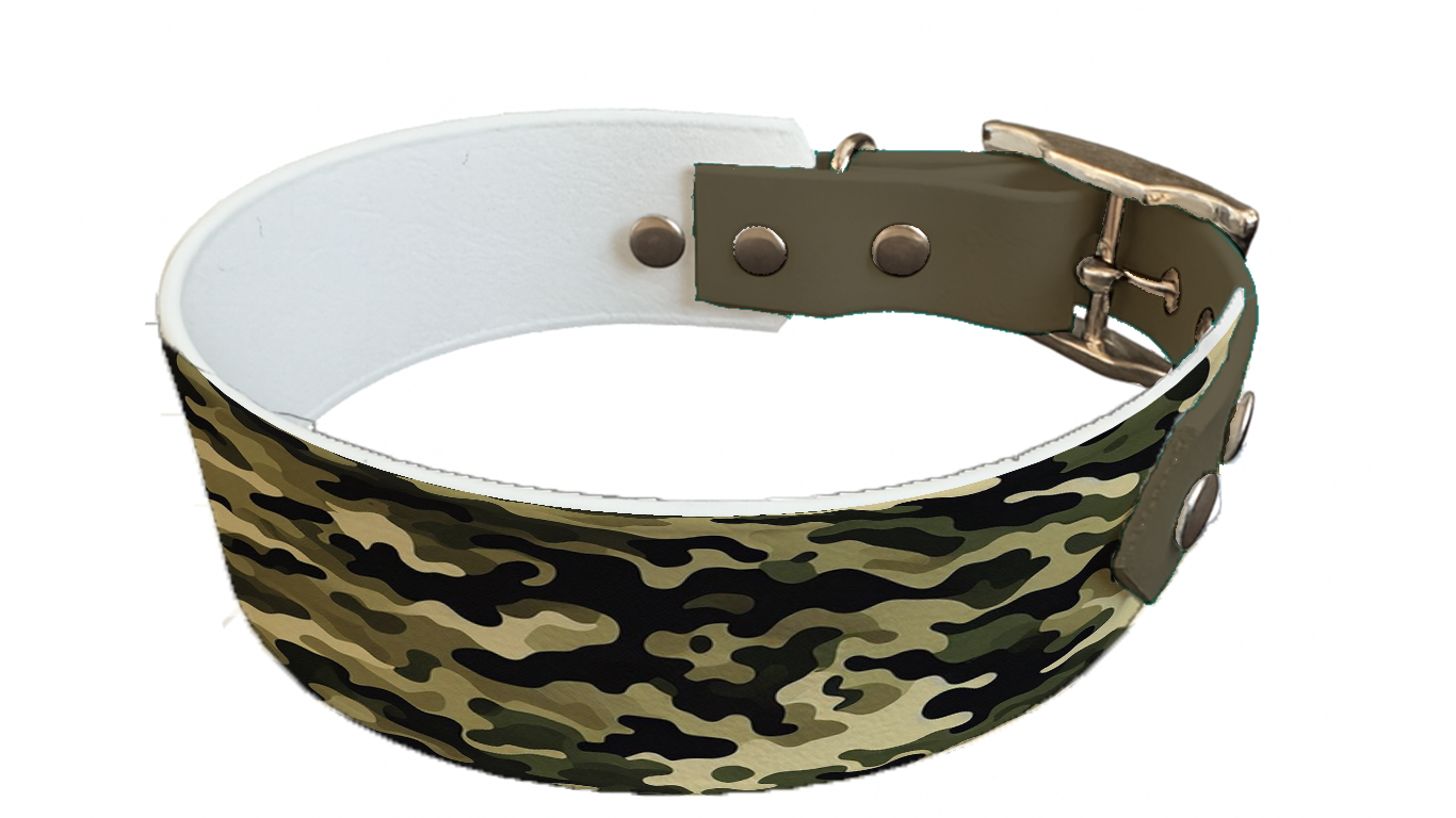 Collier bicolore large pour chien en BioThane® imprimé – Collection camouflage– 38/25 mm