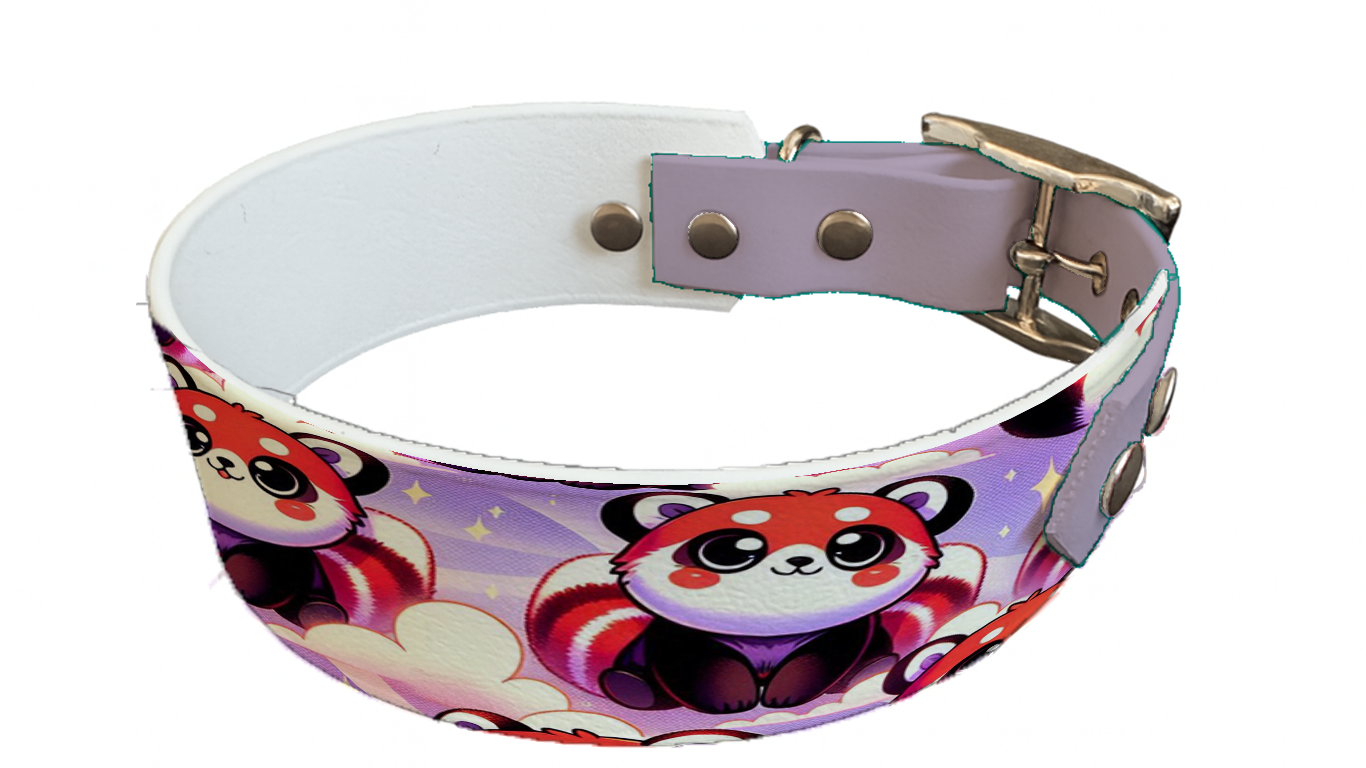 Collier bicolore large pour chien en BioThane® imprimé – Collection animaux pop/kawaii – 38/25 mm