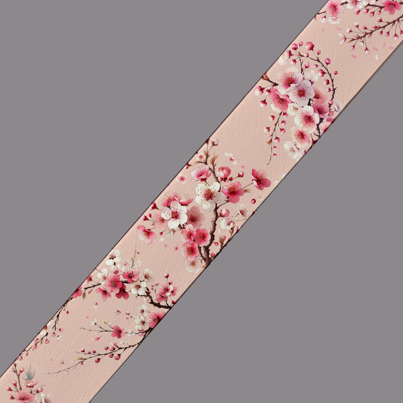 BioThane® imprimé – Fleurs de cerisier sur fond rose poudré