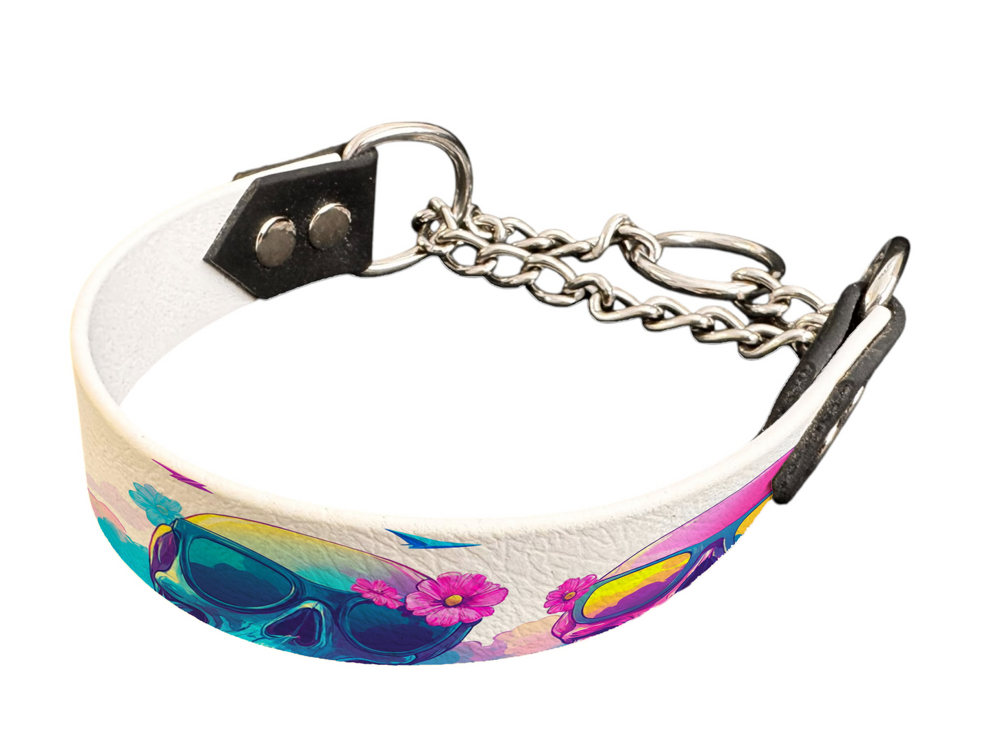 Martingale pour chien en BioThane® imprimé – Collection tête de mort– 25mm