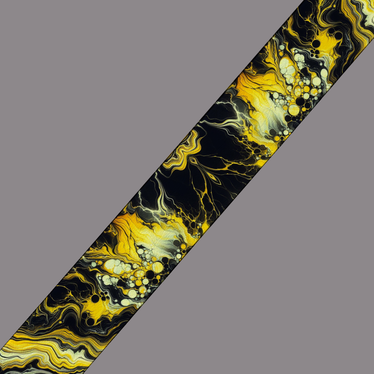 Sangle BioThane Marbrée Noir & Jaune – Impression UV