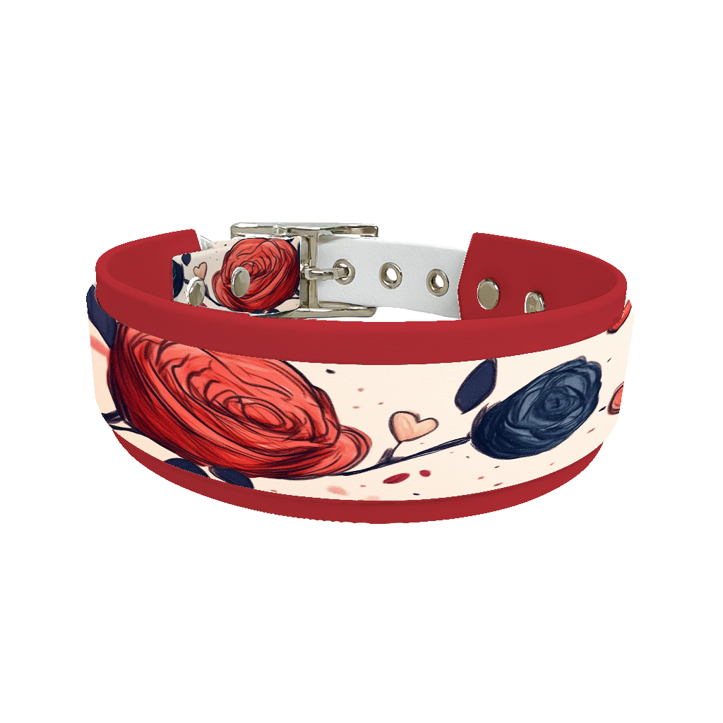Collier double large pour chien en BioThane® imprimé – Collection plantes et fleurs – 25/19 mm