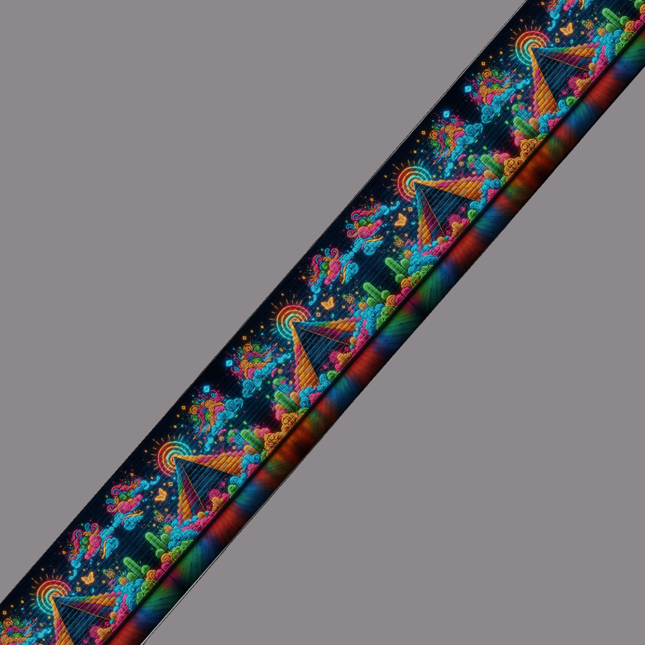 BioThane imprimé – Tipis & papillons psychédéliques