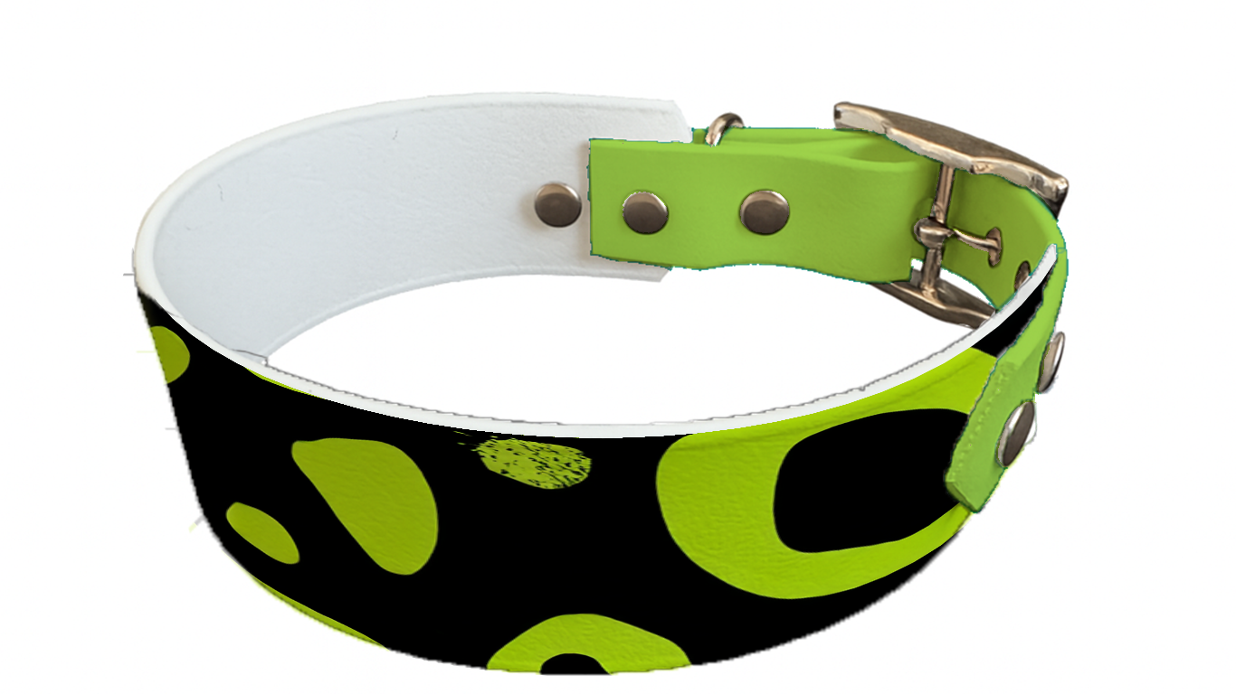 Collier bicolore large pour chien en BioThane® imprimé – Collection abstrait – 38/25 mm