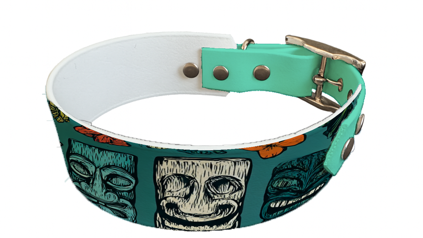 Collier bicolore large pour chien en BioThane® imprimé – Collection Tribal – 38/25 mm