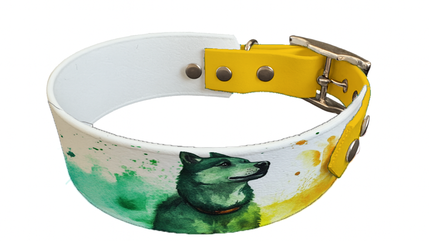 Collier bicolore large pour chien en BioThane® imprimé – Collection chiens– 38/25 mm