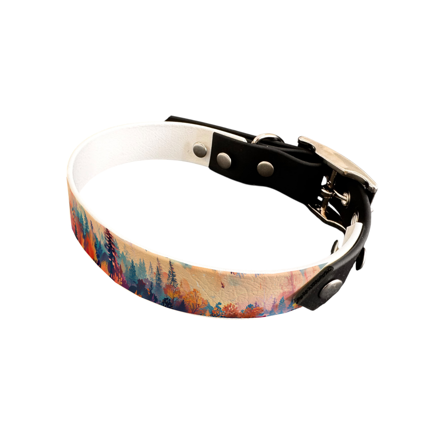 Collier bicolore large pour chien en BioThane® imprimé – Collection paysage– 25 mm