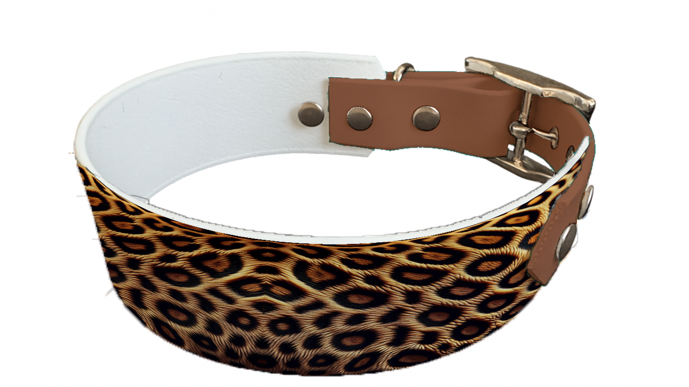 Collier bicolore large pour chien en BioThane® imprimé – Collection fourrures et pelages – 38/25 mm