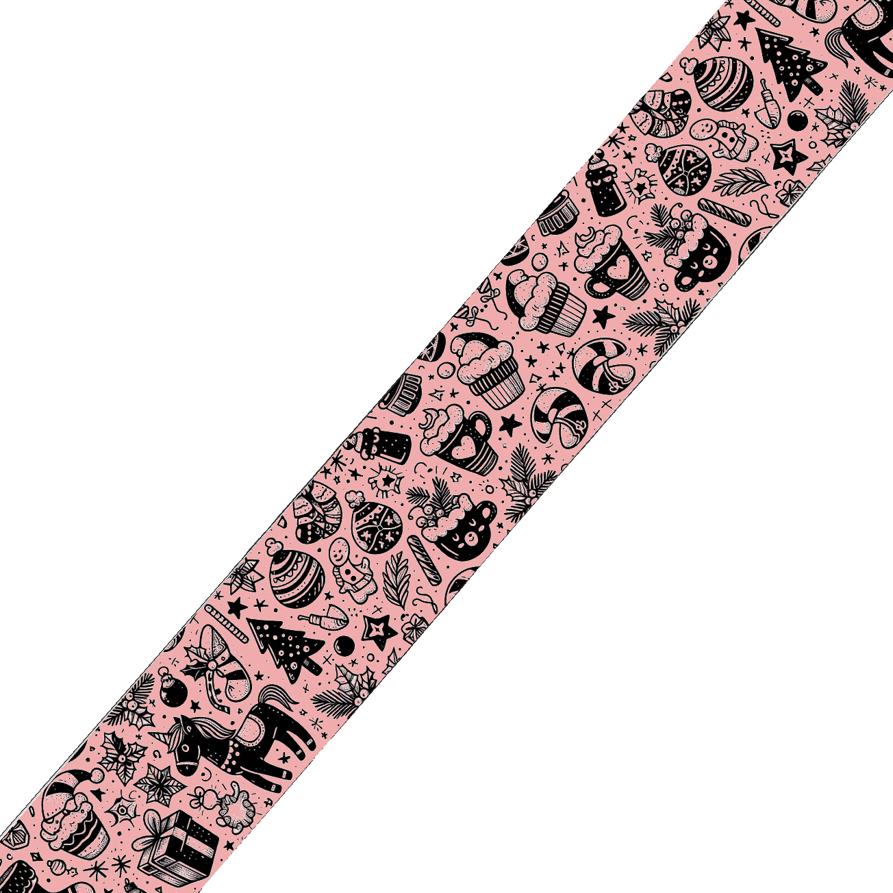 BioThane® imprimé – Noël Festif Rose (mugs & sablés)