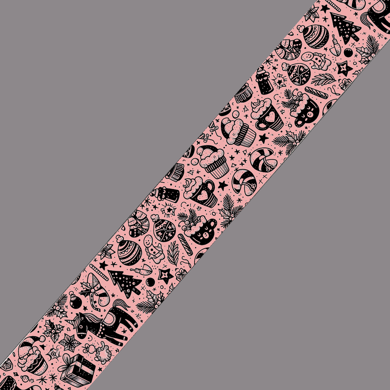 BioThane® imprimé – Noël Festif Rose (mugs & sablés)