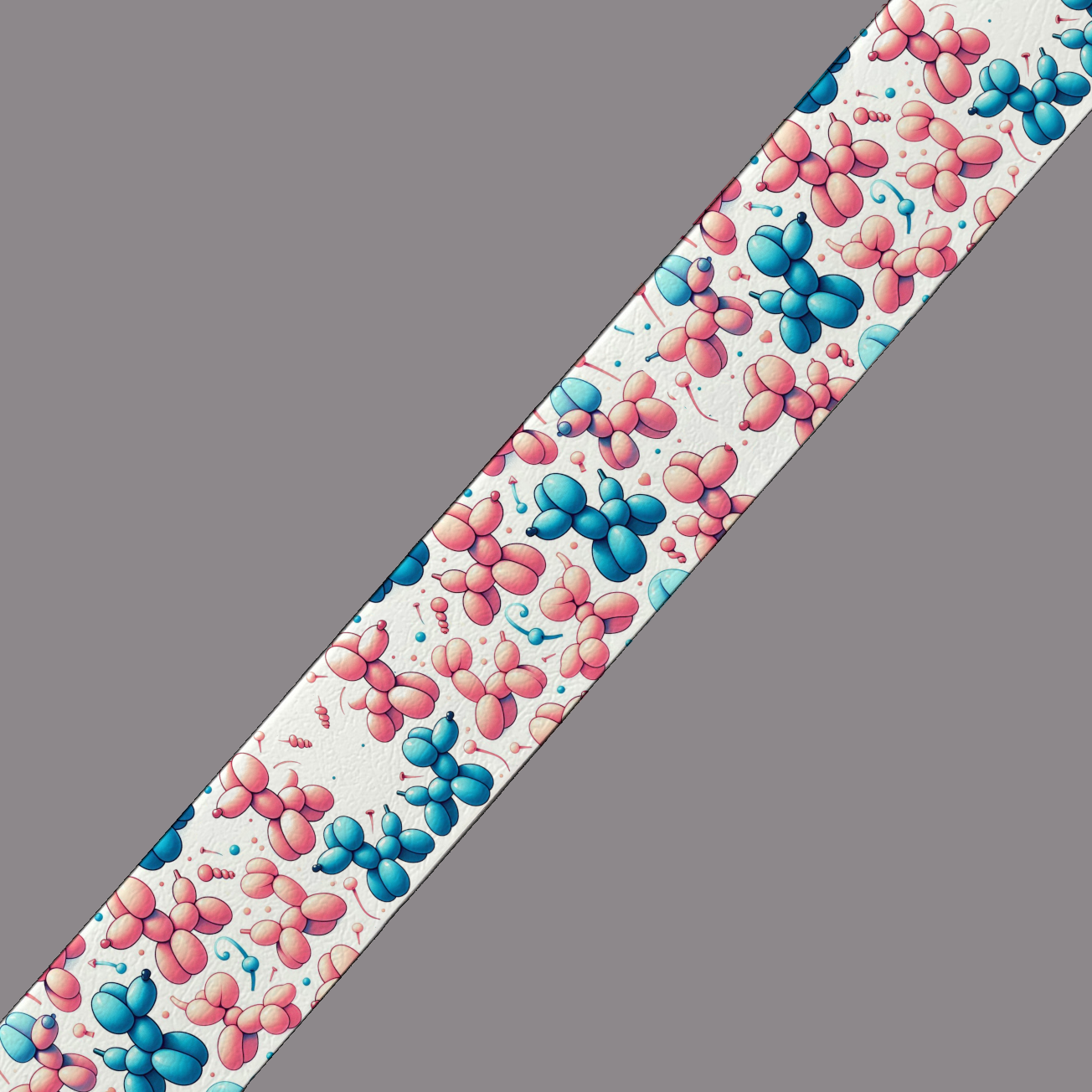 Motif BioThane® imprimé – Chiens Ballons Roses & Bleus