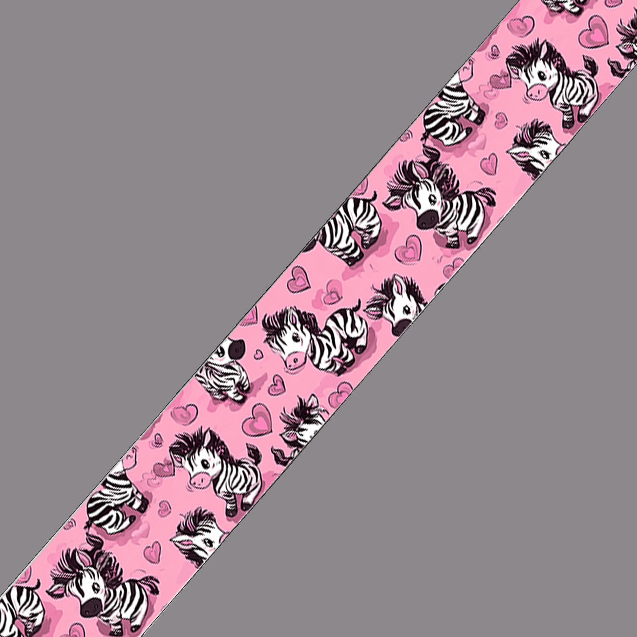 BioThane imprimé – Motif Zèbres cartoon & cœurs