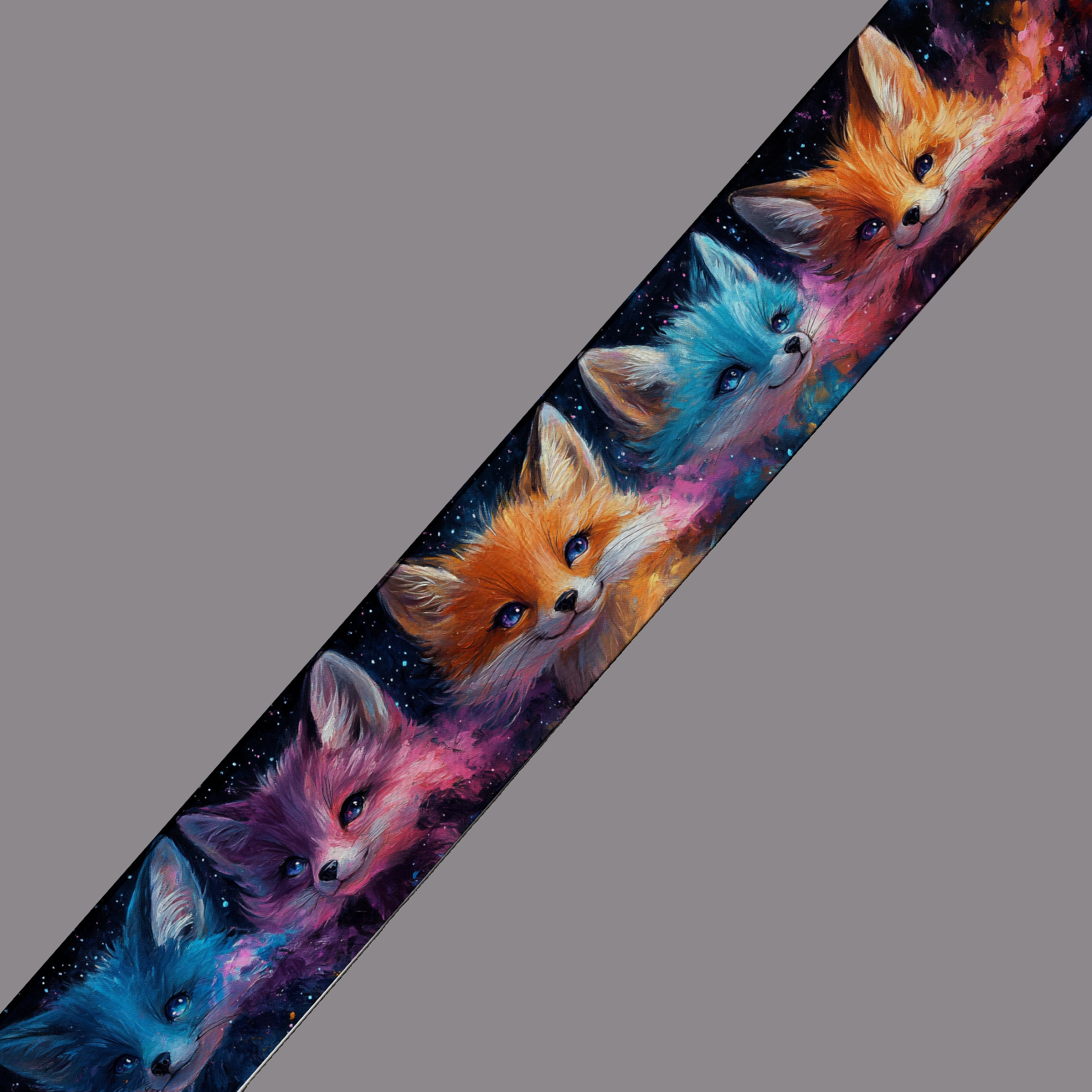 BioThane imprimé – Renards galactiques multicolores