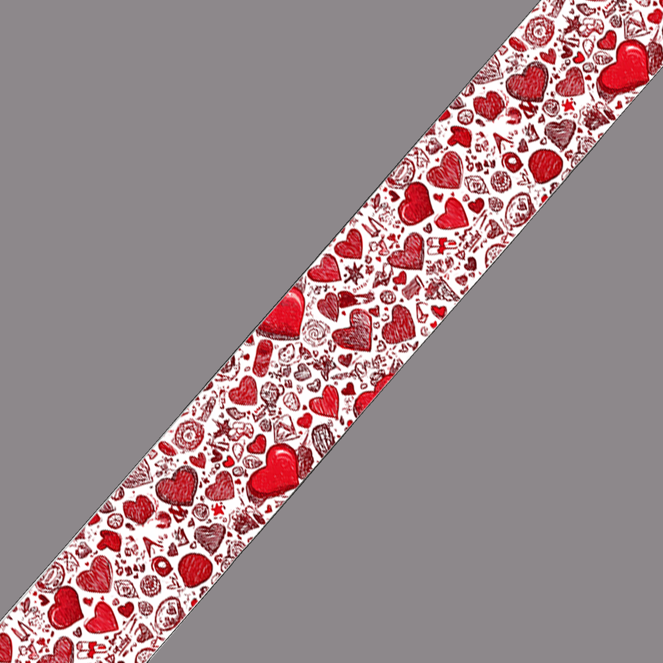 BioThane imprimé – Cœurs rouges doodle