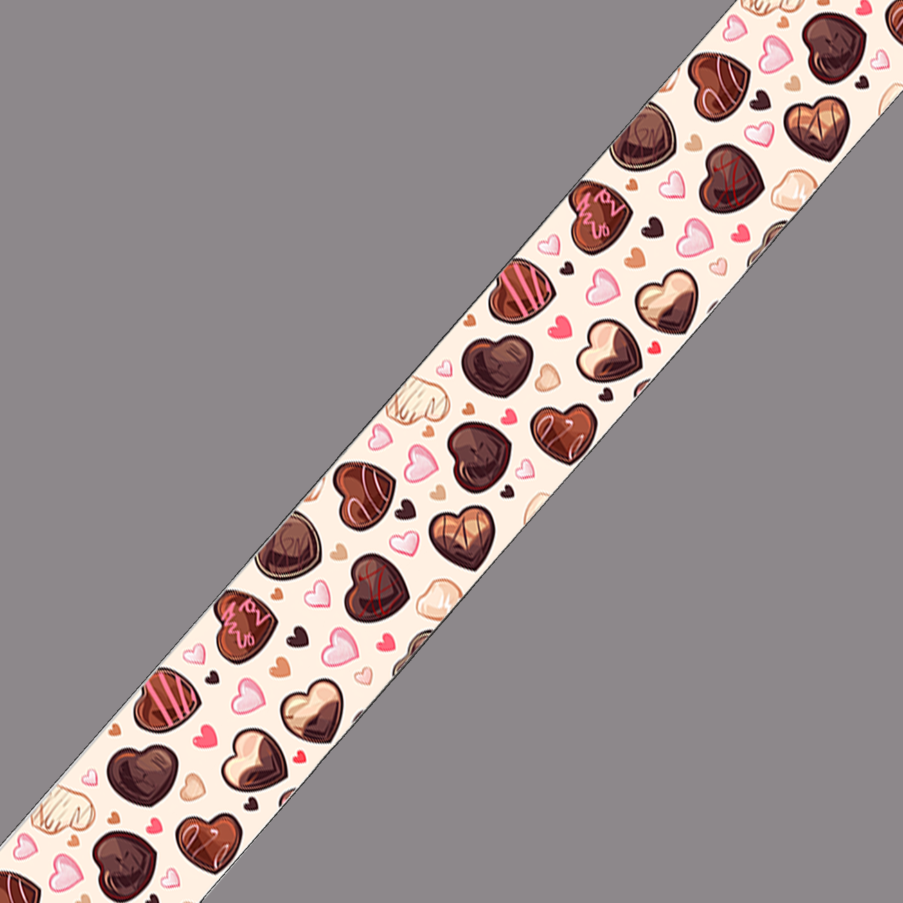 BioThane imprimé – Chocolats & cœurs fond crème
