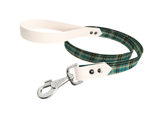 Laisse bicolore en BioThane® avec longe imprimée – Collection Tartan- Coloris au choix