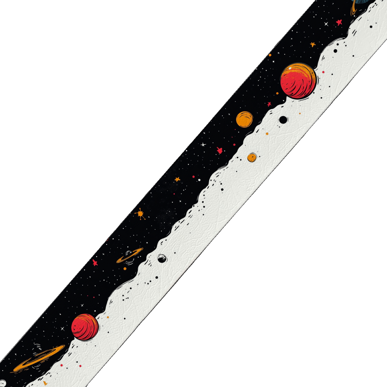 Collier bicolore large pour chien en BioThane® imprimé – Collection galaxie – 38/25 mm