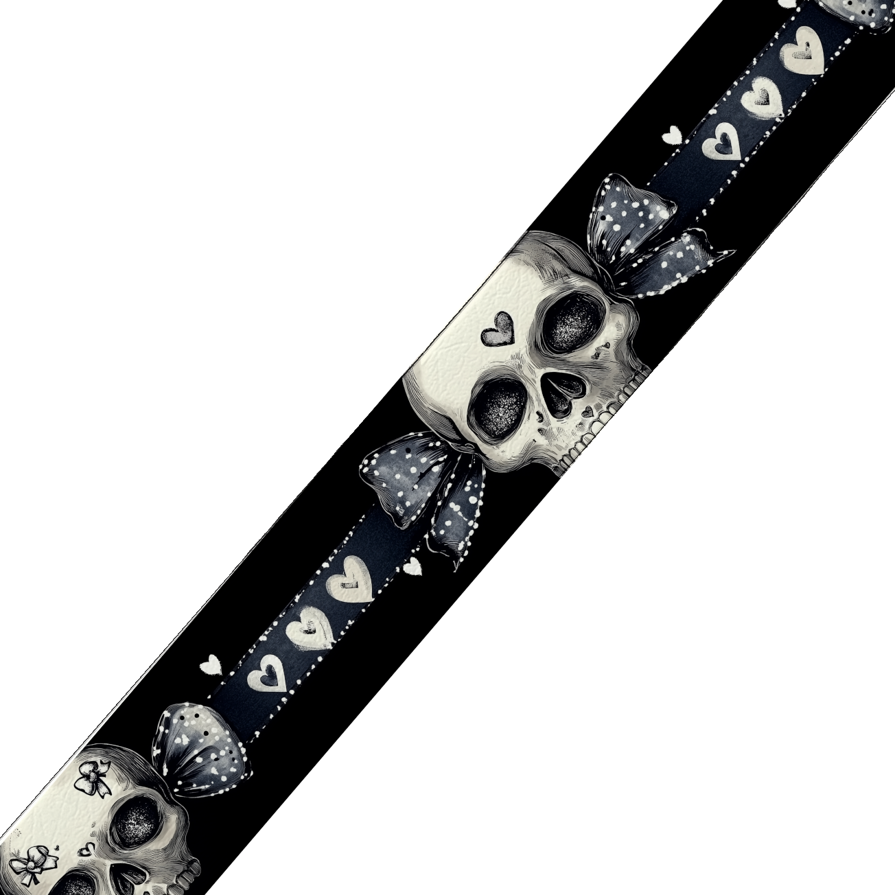 Collier double large pour chien en BioThane® imprimé – Collection tête de mort– 25/19 mm