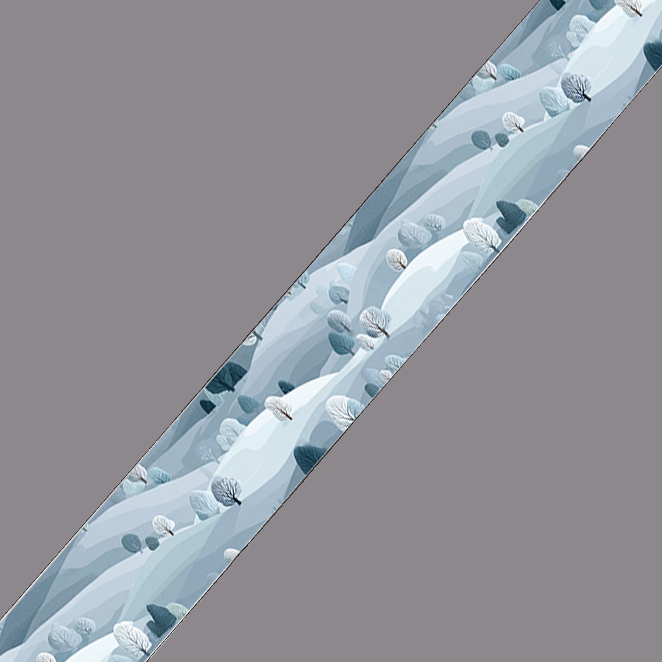 BioThane imprimé – Brume hivernale & feuillages bleus