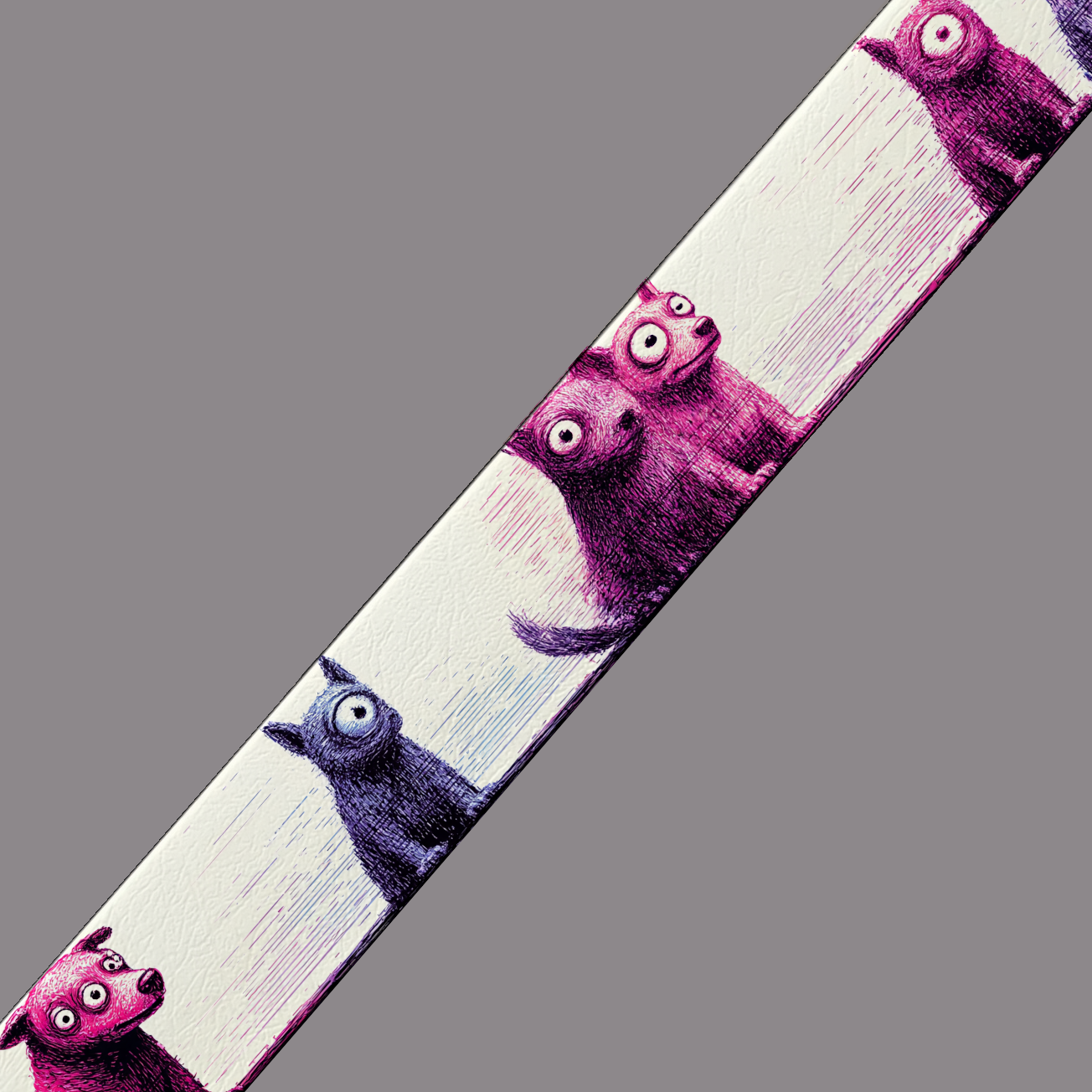 BioThane imprimé – Chiens Crayonnés Fous Rose & Violet