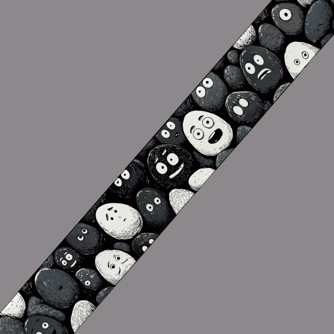 BioThane imprimé "Galets expressifs" – Noir & blanc minimaliste