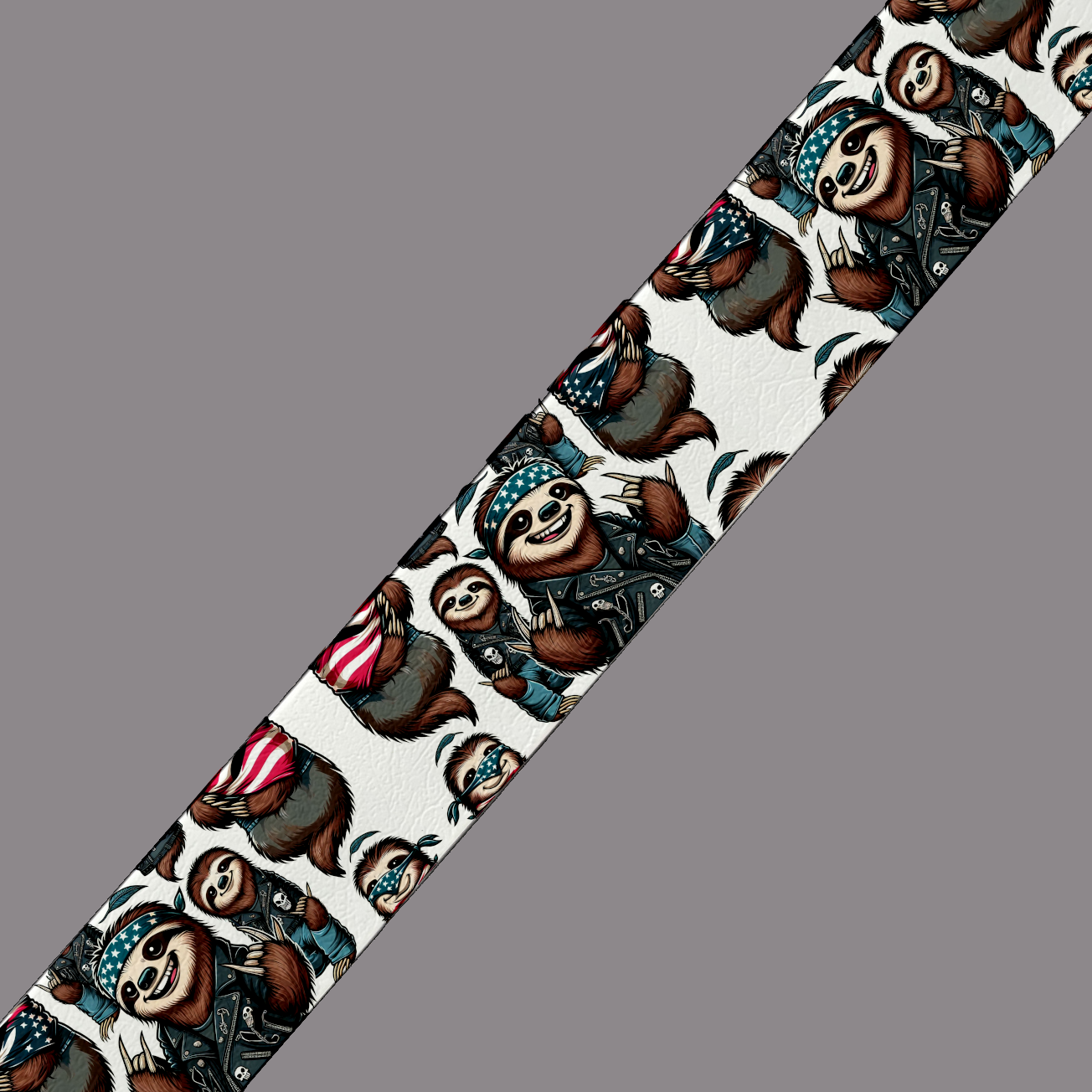 BioThane® imprimé – Motif Paresseux Biker