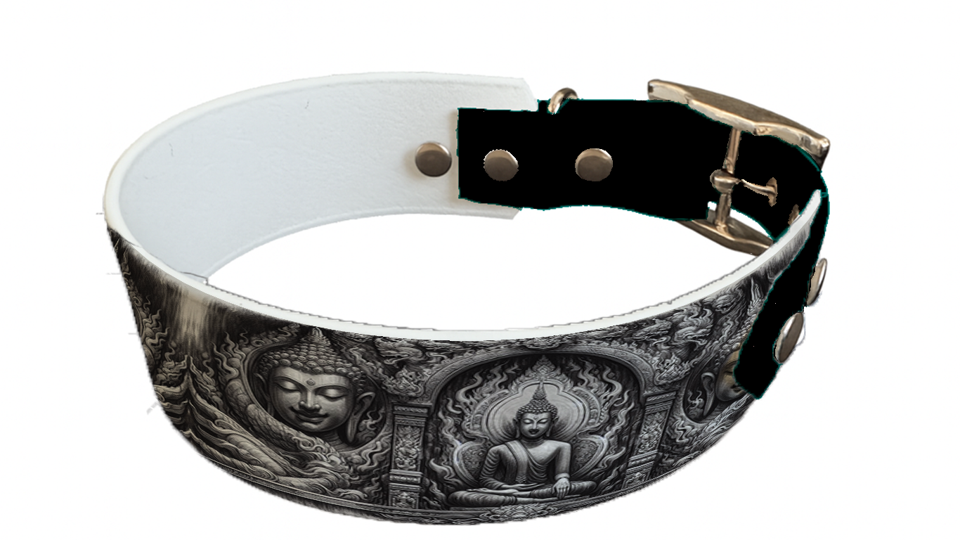 Collier bicolore large pour chien en BioThane® imprimé – Collection Tribal – 38/25 mm