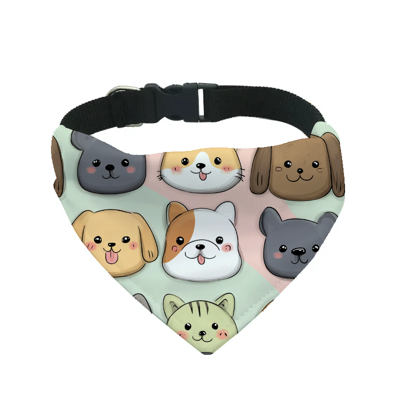 Bandana pour chien kawaii – 4 tailles (S, M, L, XL) – Collier inclus et compatible BioThane
