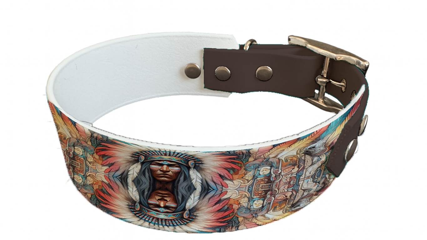 Collier bicolore large pour chien en BioThane® imprimé – Collection Tribal – 38/25 mm