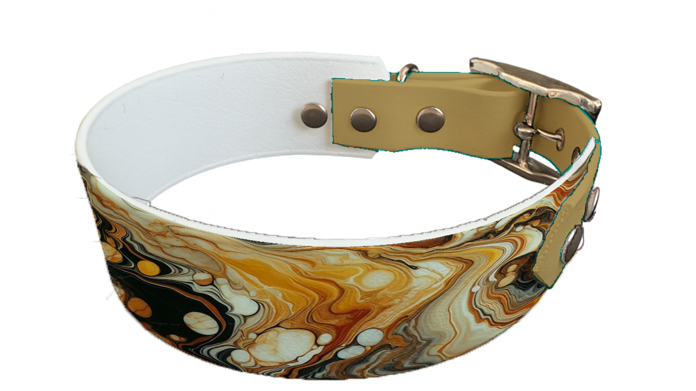 Collier bicolore large pour chien en BioThane® imprimé – Collection abstrait – 38/25 mm