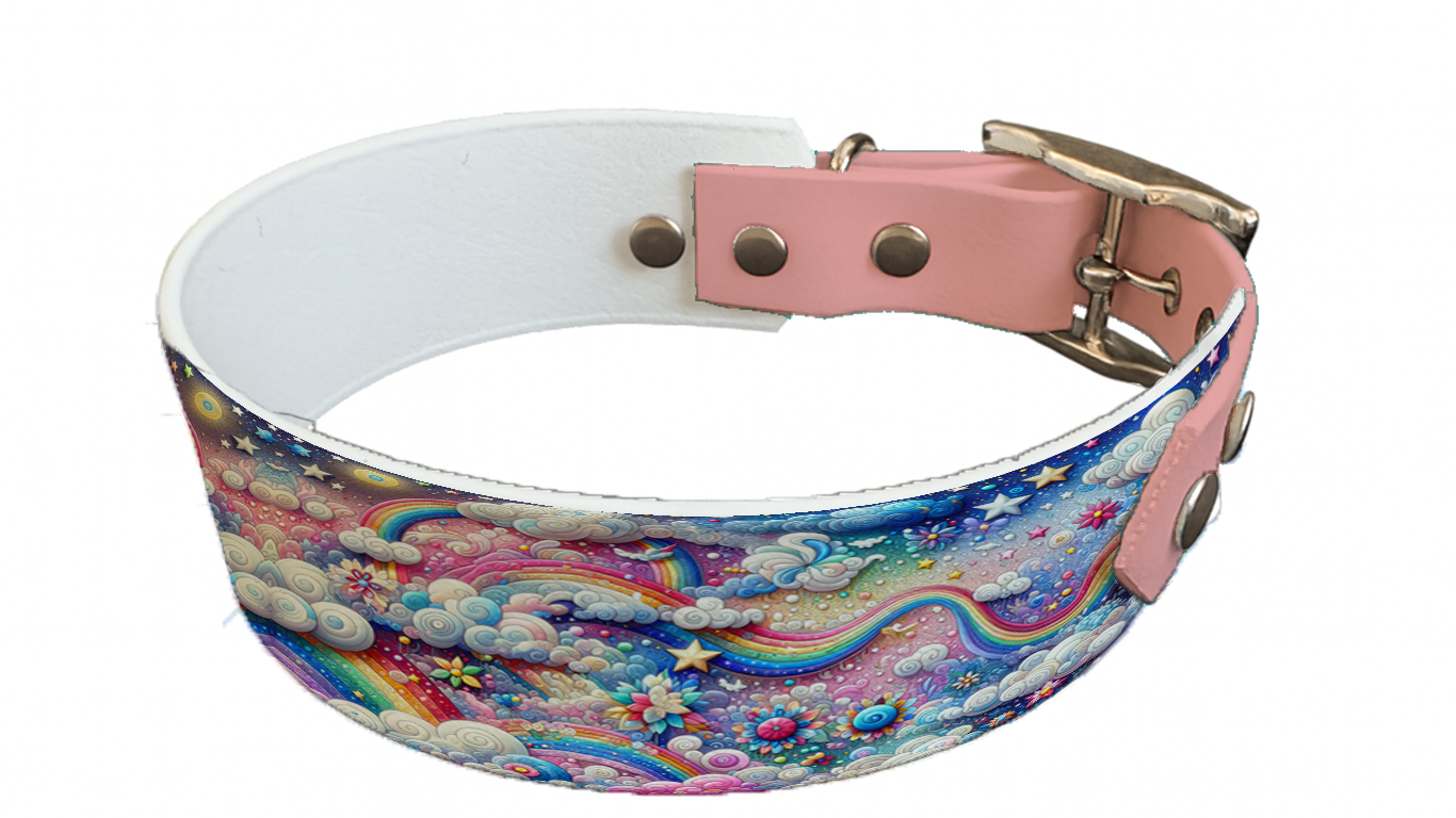 Collier bicolore large pour chien en BioThane® imprimé – Collection nuages– 38/25 mm