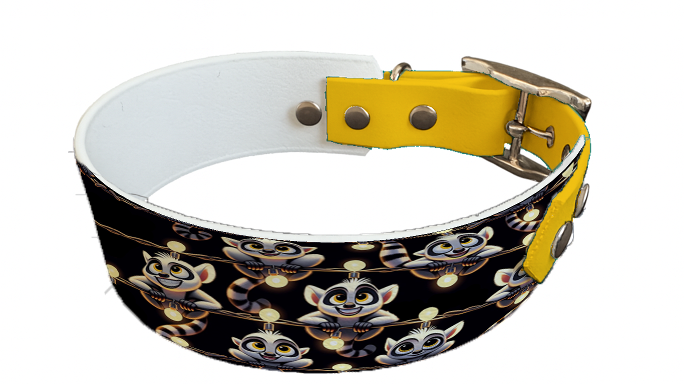 Collier bicolore large pour chien en BioThane® imprimé – Collection animaux pop/kawaii – 38/25 mm