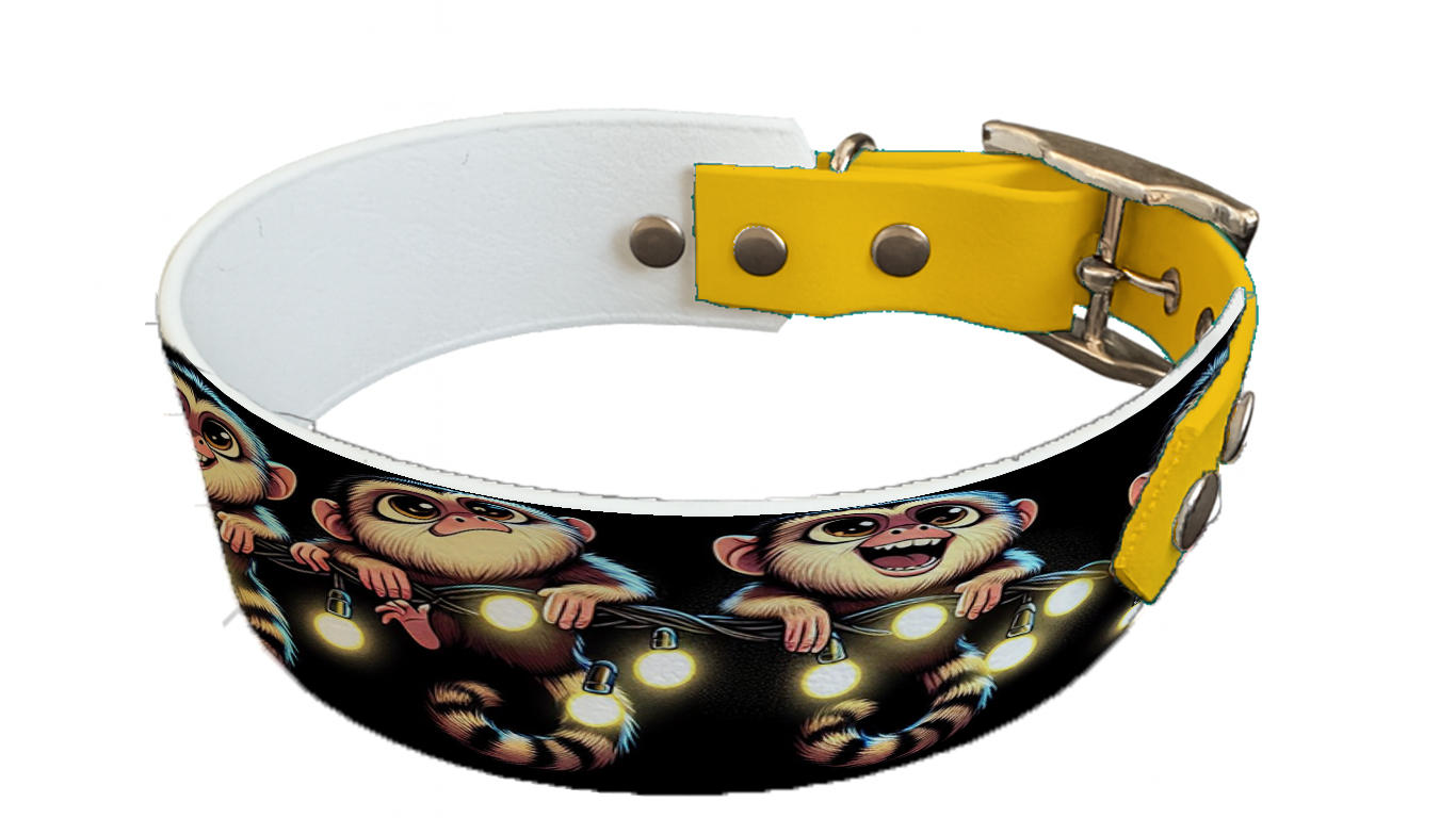 Collier bicolore large pour chien en BioThane® imprimé – Collection animaux pop/kawaii – 38/25 mm