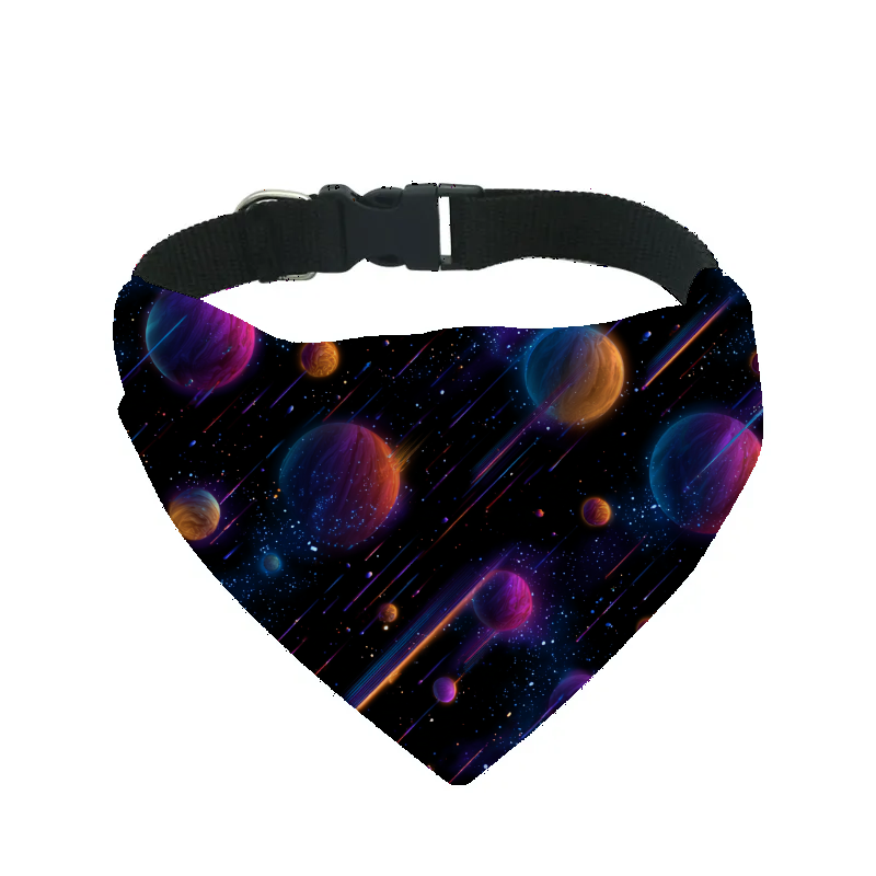 Bandana pour chien Galaxie – 4 tailles (S, M, L, XL) – Collier inclus & compatible BioThane