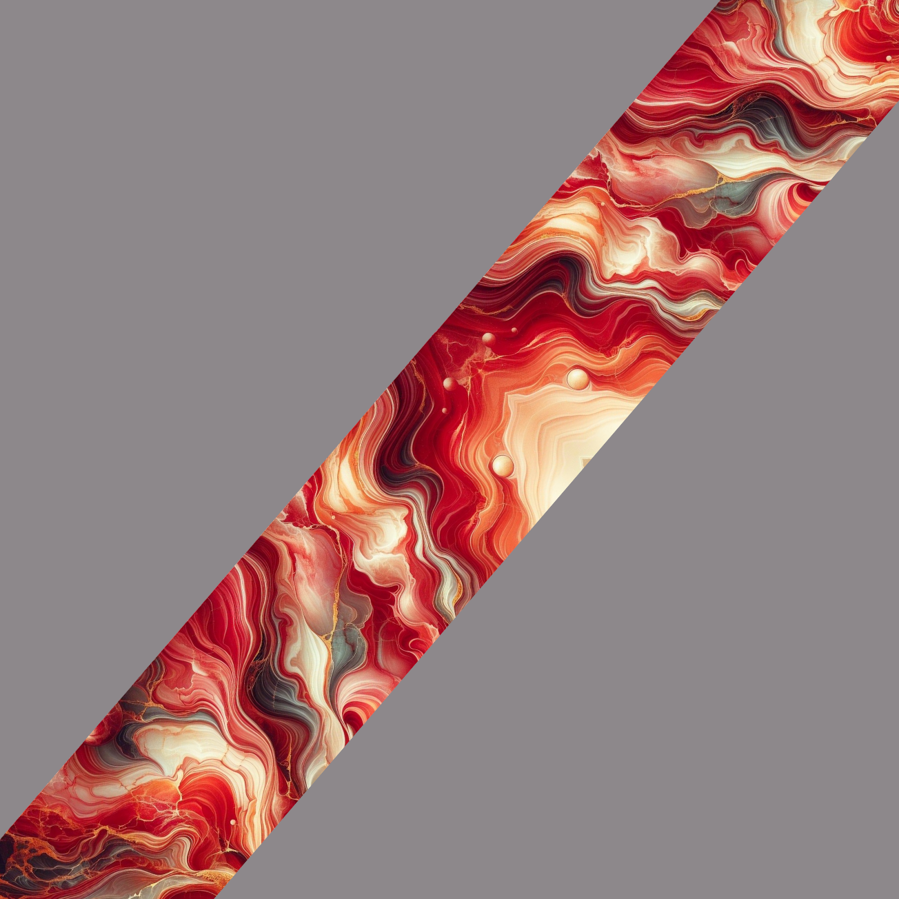 Sangle BioThane® imprimée – Motif Marbré Rouge