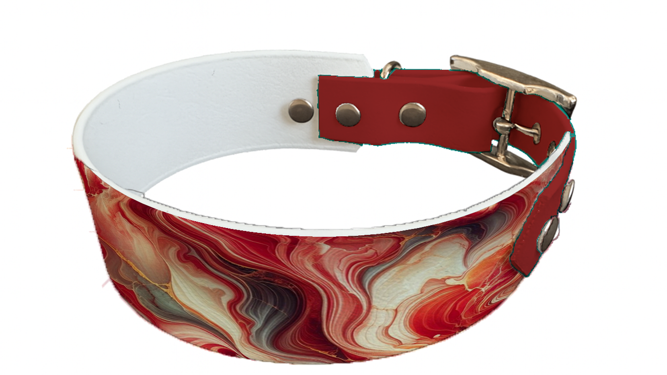 Collier bicolore large pour chien en BioThane® imprimé – Collection abstrait – 38/25 mm