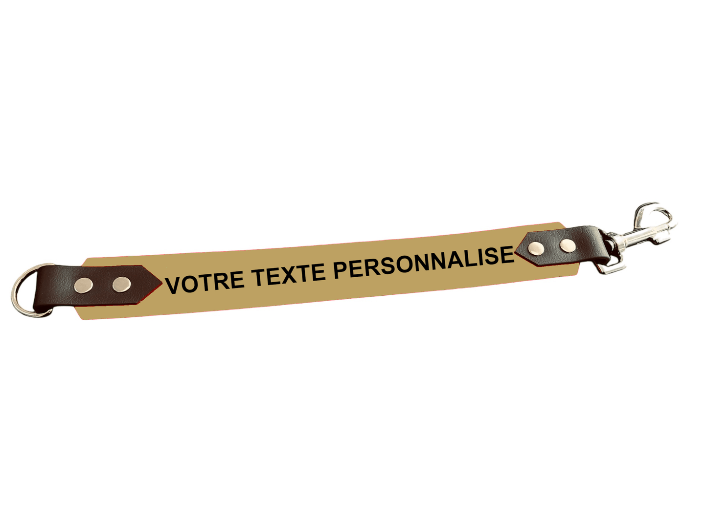 L'atelier du Fourmilier Attache laisse personnalisable Doré Attache laisse 38 mm en Biothane – Message personnalisable