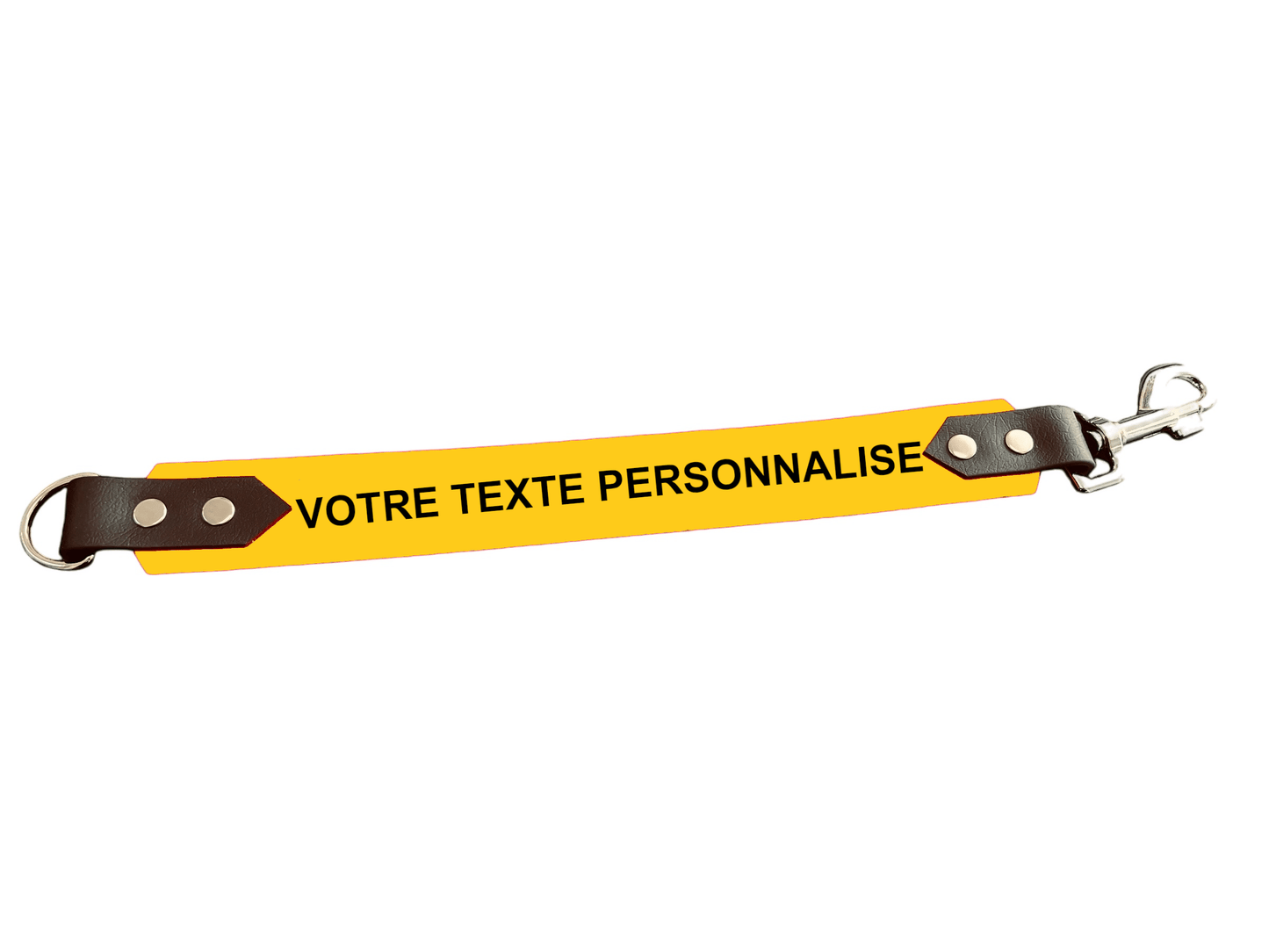 L'atelier du Fourmilier Attache laisse personnalisable Jaune Attache laisse 38 mm en Biothane – Message personnalisable