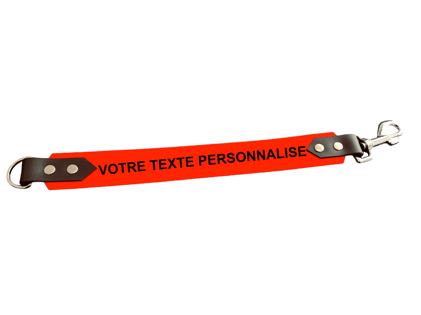 L'atelier du Fourmilier Attache laisse personnalisable Orange Attache laisse 38 mm en Biothane – Message personnalisable