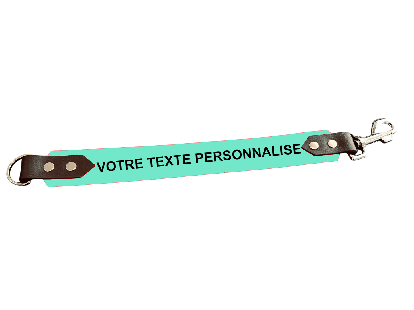 L'atelier du Fourmilier Attache laisse personnalisable Vert Caribéen Attache laisse 38 mm en Biothane – Message personnalisable