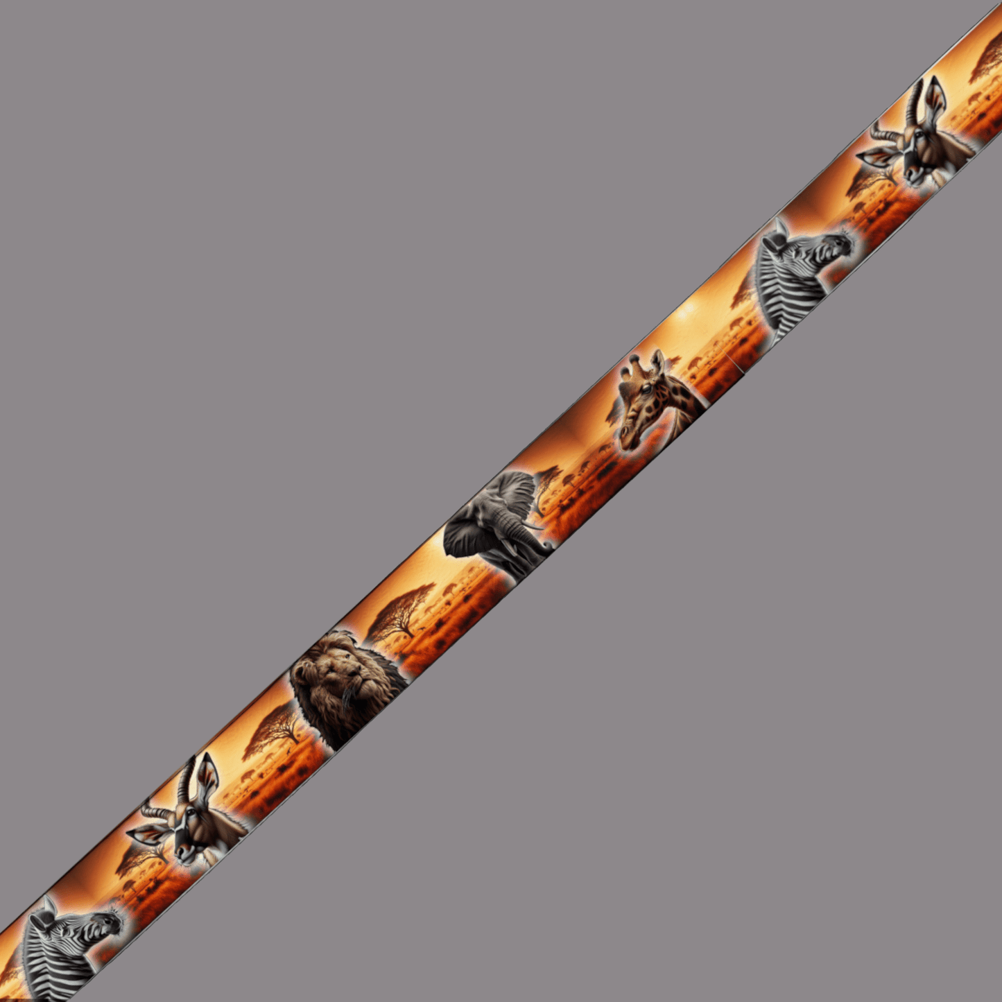 L'atelier du Fourmilier BioThane imprimé au mètre BioThane® imprimé - Animaux de la Savane au coucher du soleil