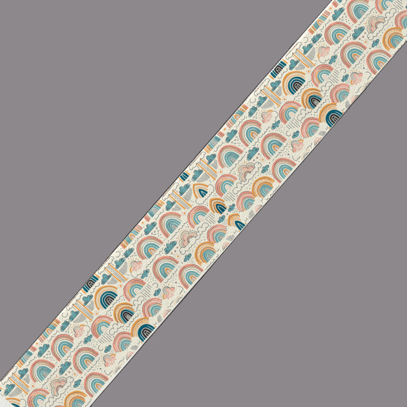 L'atelier du Fourmilier BioThane imprimé au mètre BioThane® imprimé – Arc-en-ciel & Nuages pastel (vendu au mètre)