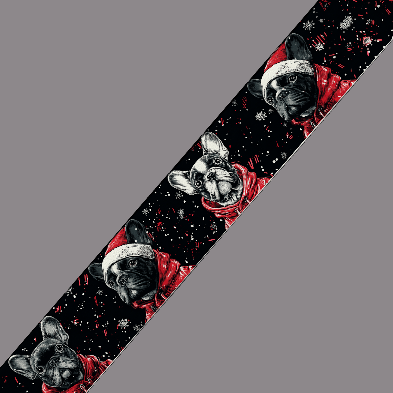 L'atelier du Fourmilier BioThane imprimé au mètre BioThane imprimé “Bouledogues de Noël”