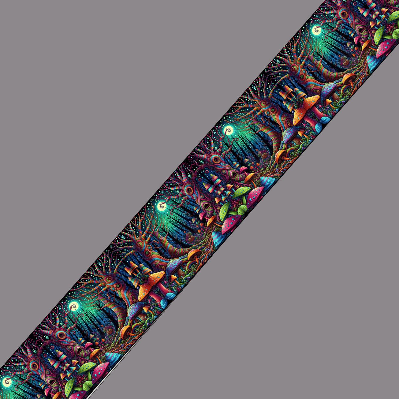 L'atelier du Fourmilier BioThane imprimé au mètre BioThane imprimé – Champignons psychédéliques dans la forêt enchantée