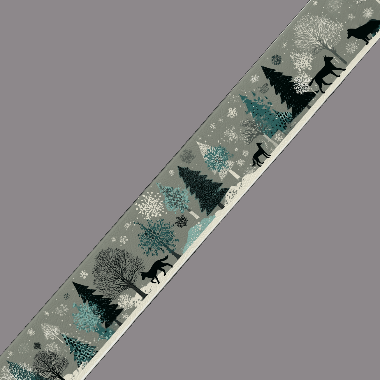 L'atelier du Fourmilier BioThane imprimé au mètre BioThane imprimé “Chiens dans la forêt d’hiver”